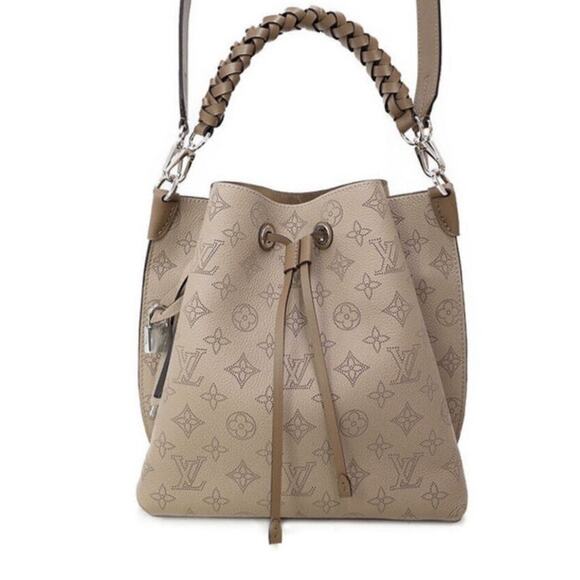 Louis Vuitton Womens Monogram Mahina Muria Bucket Bag Galet Gray - Picture 1 of 7